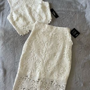 Two piece lace dress.